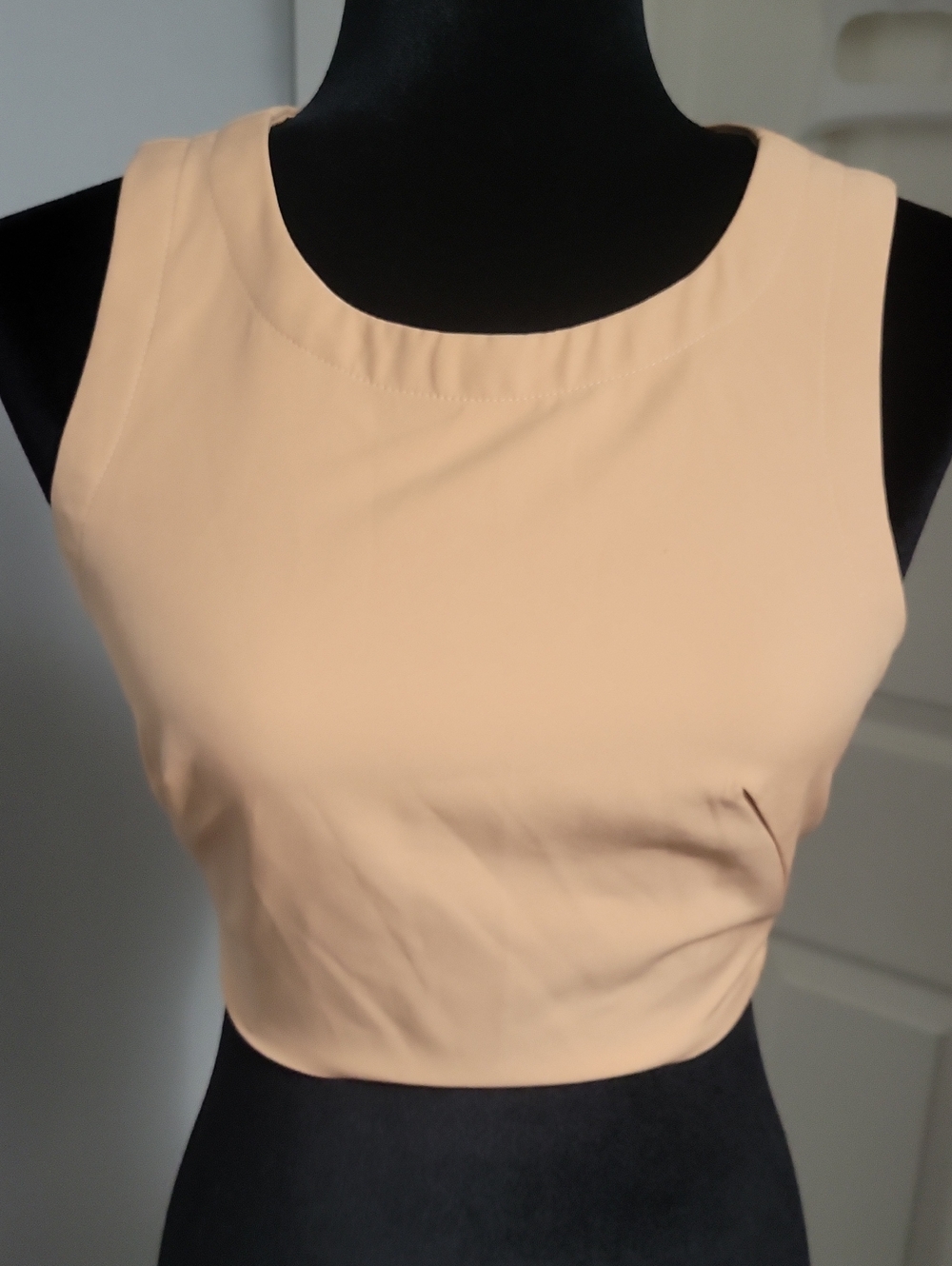L'Atiste Small High-Neck Structured Crop Top in Peach / Nude